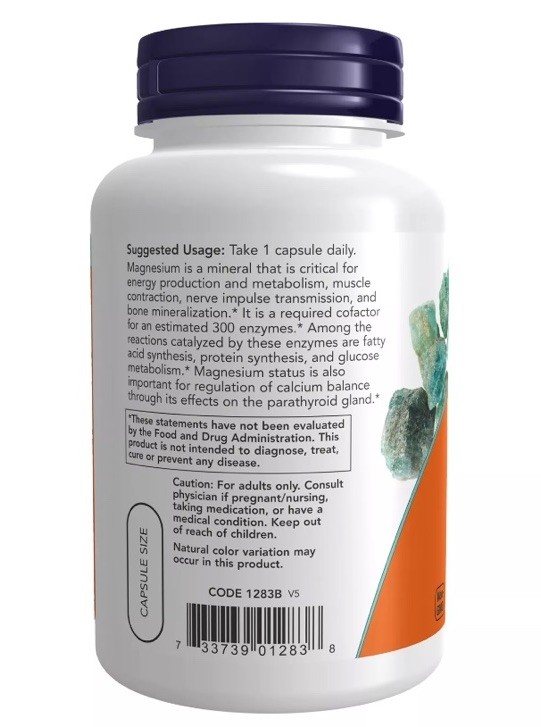 NOW FOODS Magnesium 400 mg 180 Veg Capsules Exp 3/2029