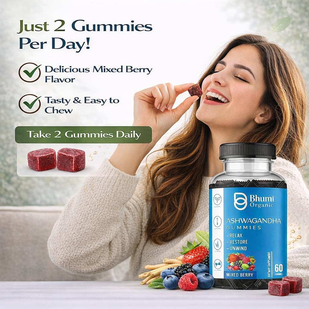 Bhumi .Organic KSM-66 Ashwagandha Gummies – Pack of 5 (300 Gummies)