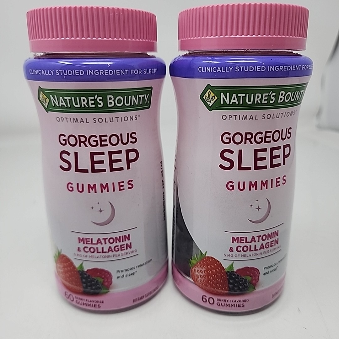 LOT OF 2 Nature’s Bounty Optimal Gorgeous Sleep Melatonin Gummies 5mg 60ct 03/26
