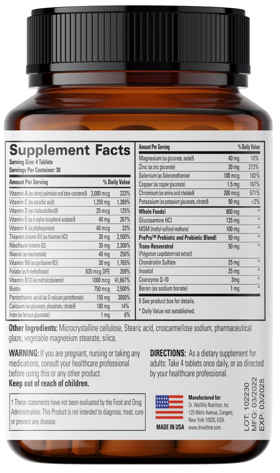 MultiWell High Potency Multivitamin 120 Tab Energy Immune Heart Digestive Health