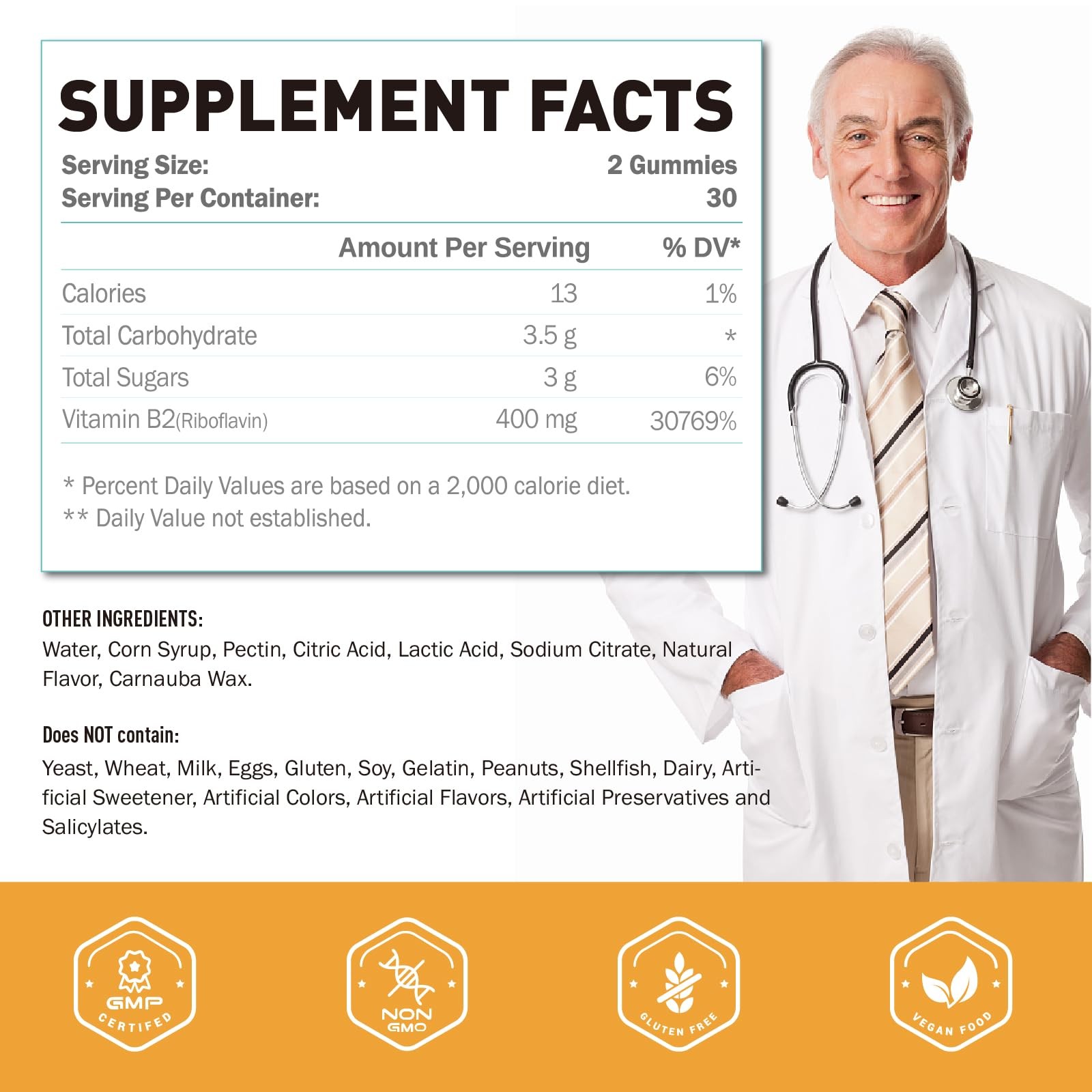 Vitamin B2 Gummies | Riboflavin 400mg | b2 Vitamin 400mg Chewable for Adults …