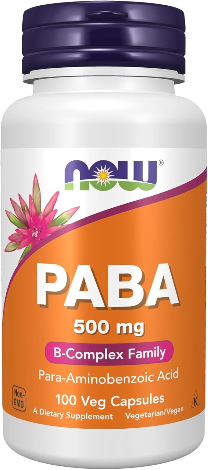 NOW Foods Supplements, PABA (Para-Aminobenzoic Acid) 500 mg, B-Complex Family, 1