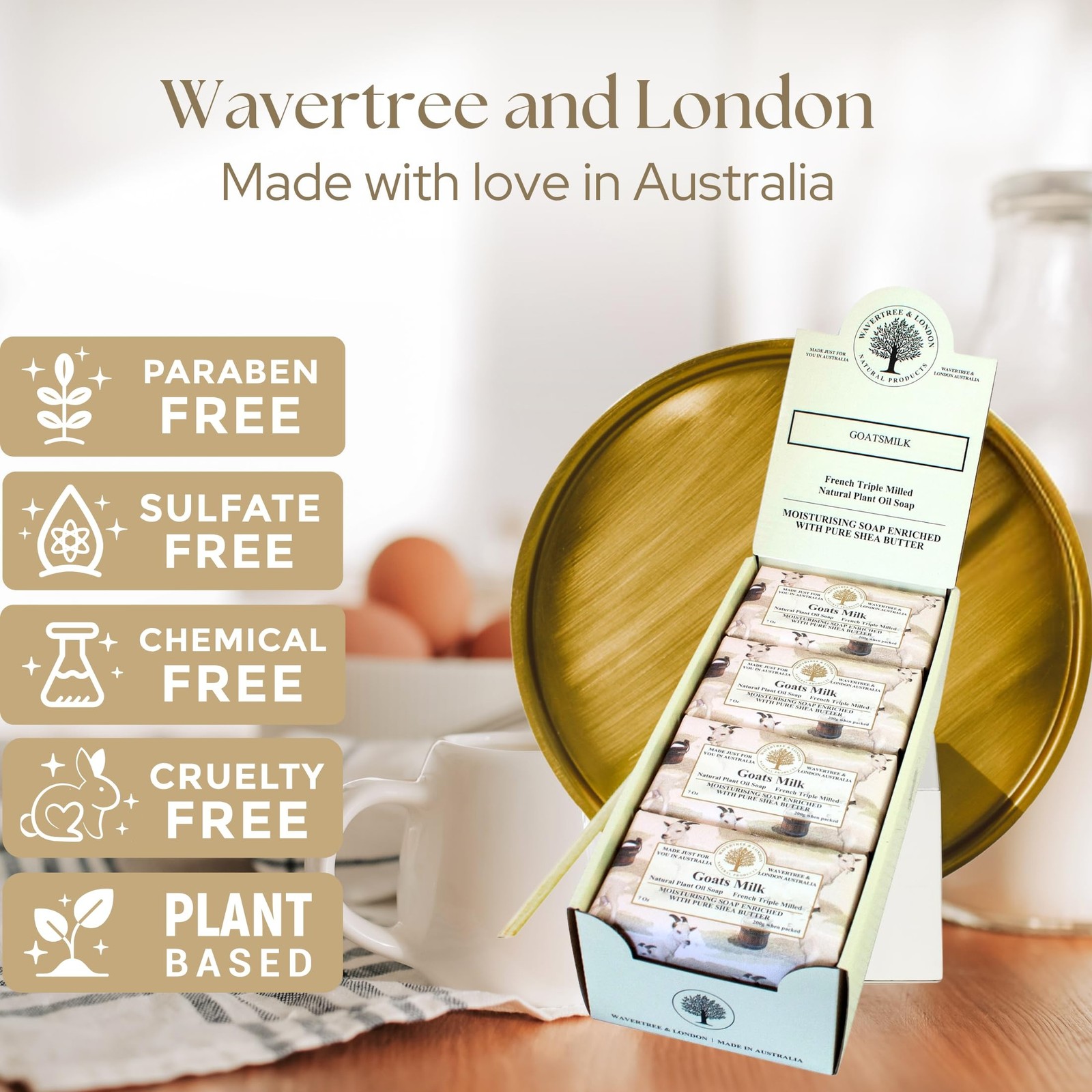 Wavertree & London Goats Milk Scented Natural Soap Bars (Pack of 8), 7oz Mois…