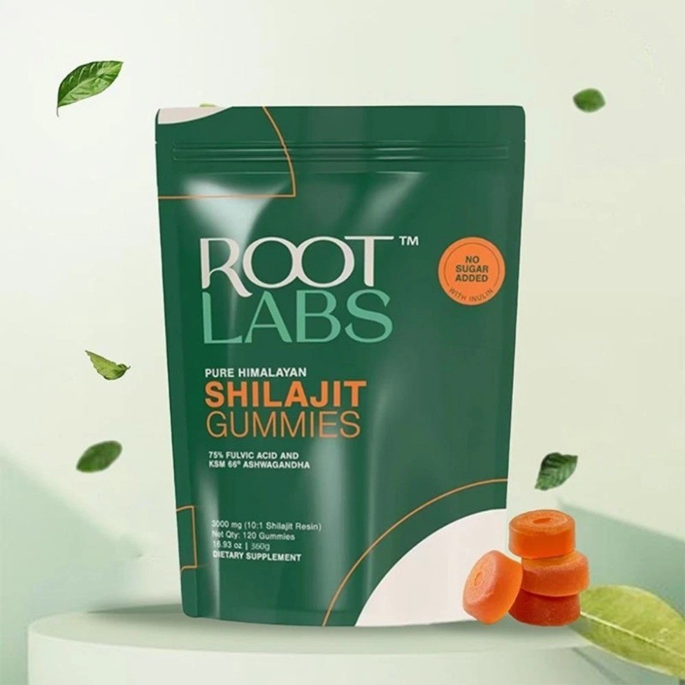 Root Labs Shilajit Gummies 120ct,75% Fulvic Acid+KSM-66 Ashwagandha No Added