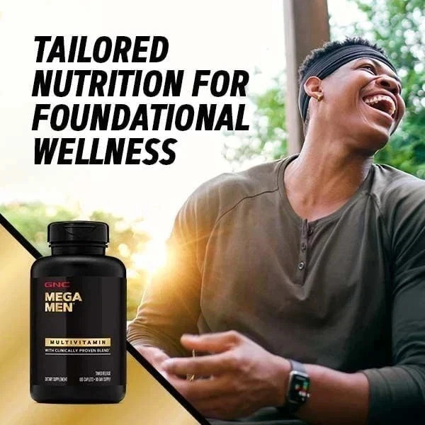 GNC Mega Men Multivitamin Caplets, Timed Release, 180 Ct, Men’s Daily Vitamins