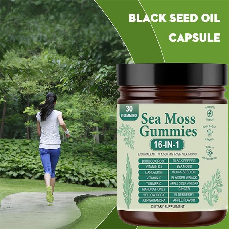 2X16 in 1 pure Sea Moss Gummy | Irishmoss Extract 6000Mg | Green Apple Flavor