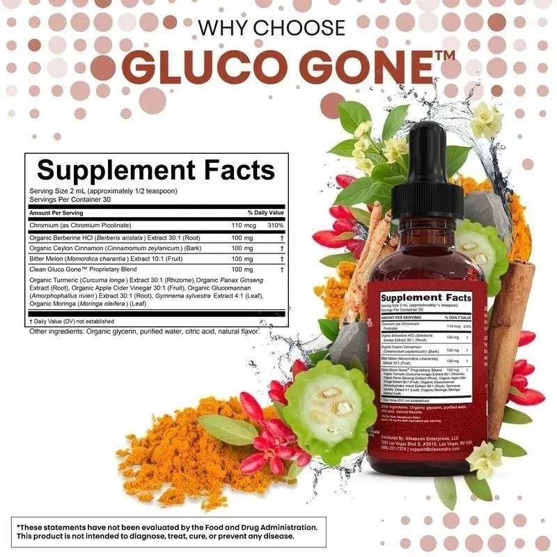 1~3Pack Clean Nutra Berberine with Ceylon Cinnamon Supplement Liquid Drops NEW