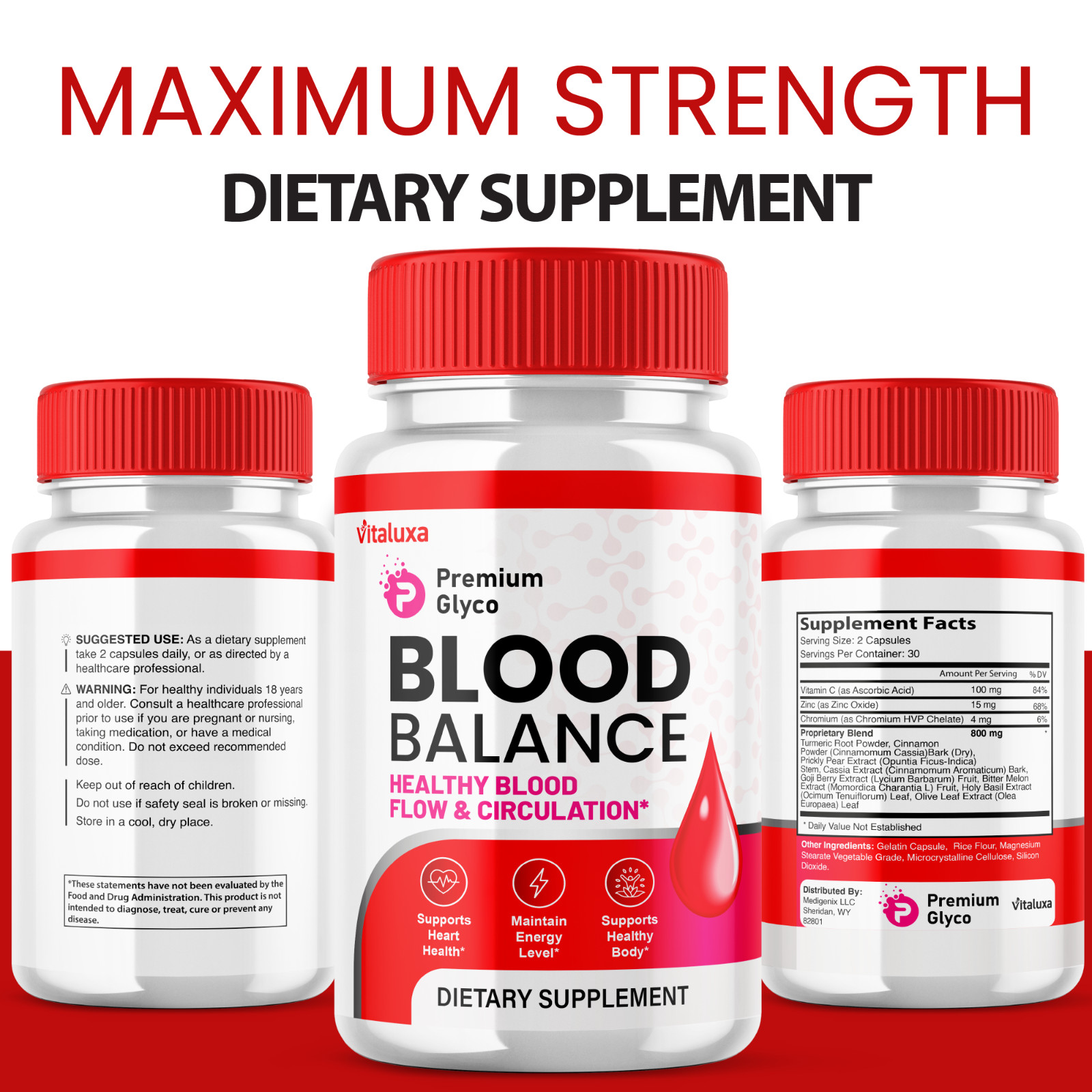 (5 Pack) Premium Glyco Capsules, Advanced Blood Support Formula (300 Capsules)