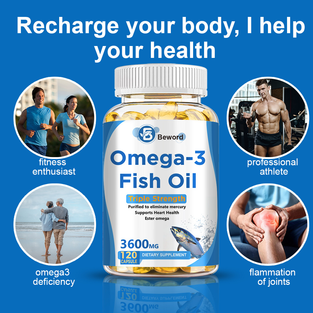 3600mg Omega 3 Fish Oil Capsules 3x Strength EPA & DHA, Highest Potency-