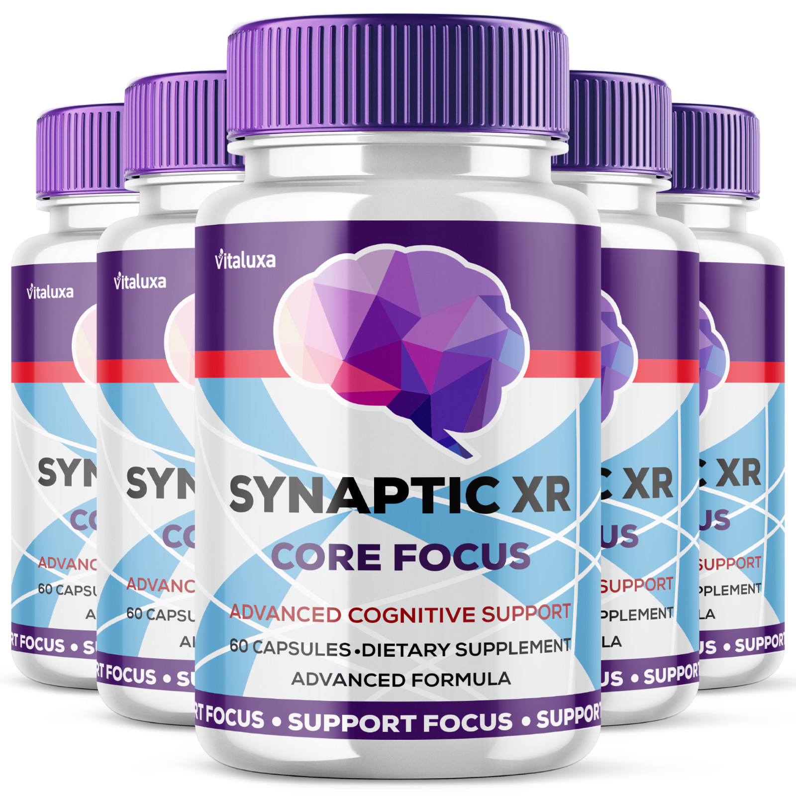 (5 Pack) Synaptic XR Core Focus Pills Boost Cognitive Performance (300 Capsules)