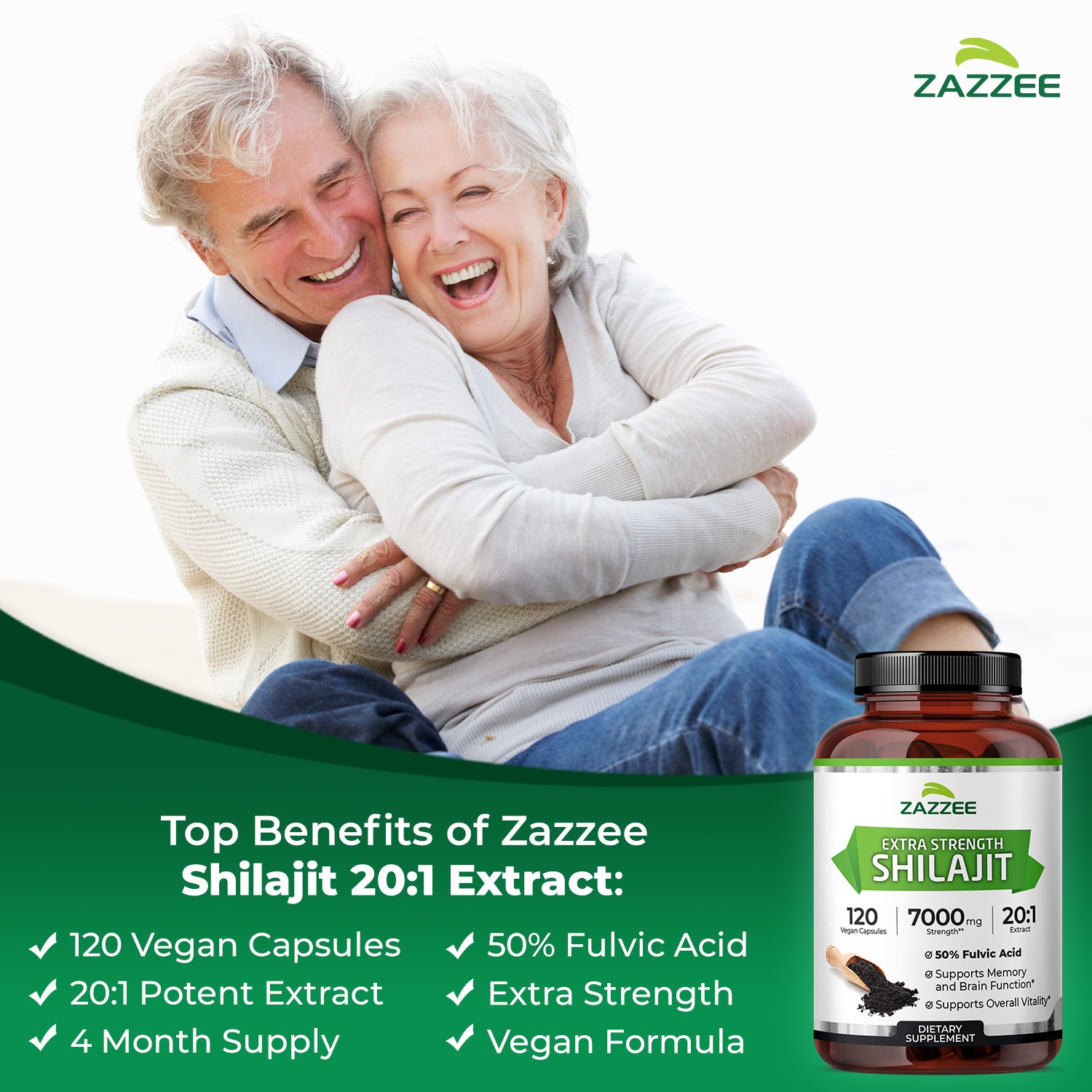 Zazzee Extra Strength Shilajit 20:1 Extract, 7000 mg Strength, 50% Fulvic Acid