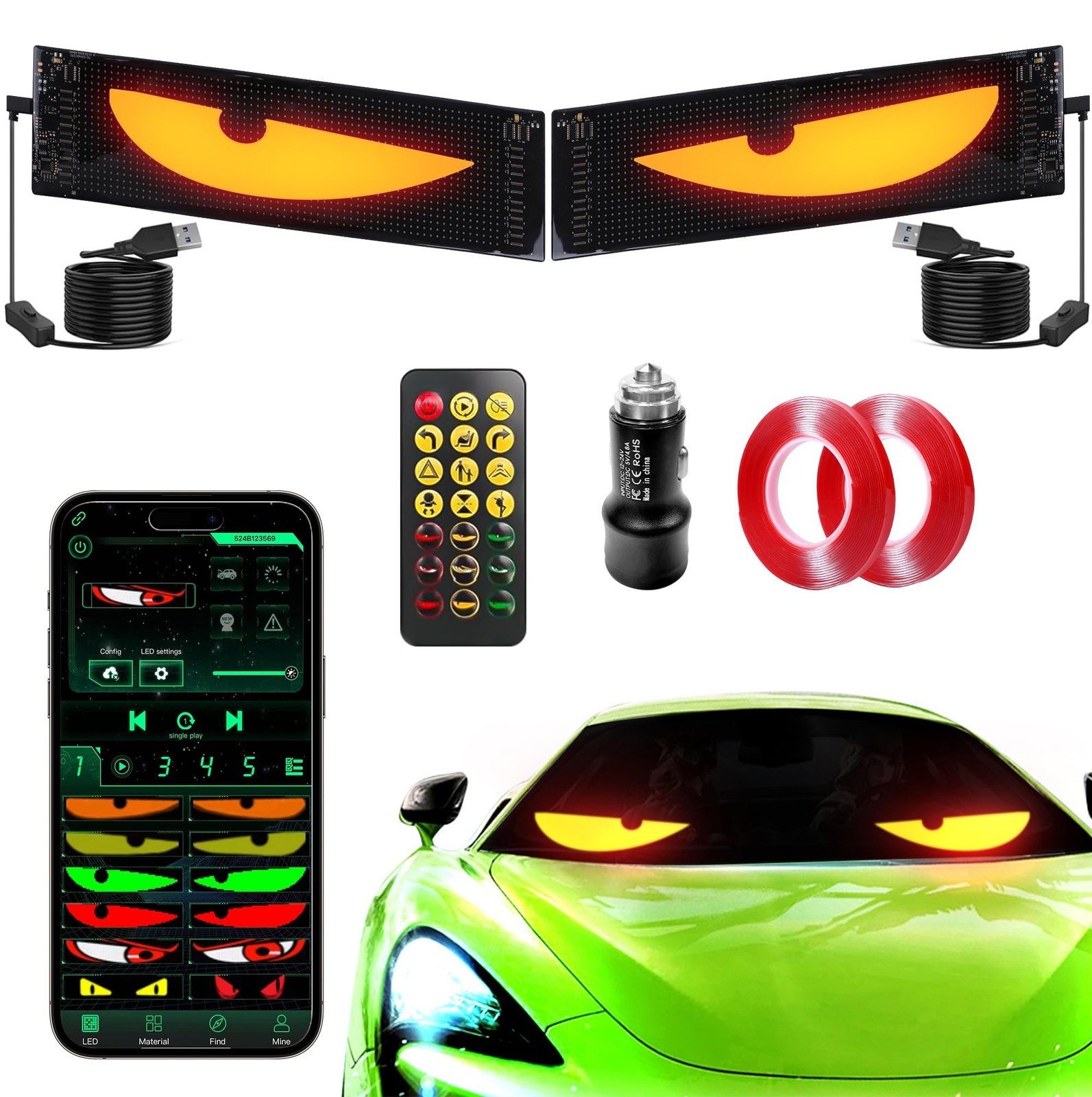 Sachie Devil’s Eye 2-Pack:5800 Lux High-Brightness14 x4.3 Programmable ojos l…