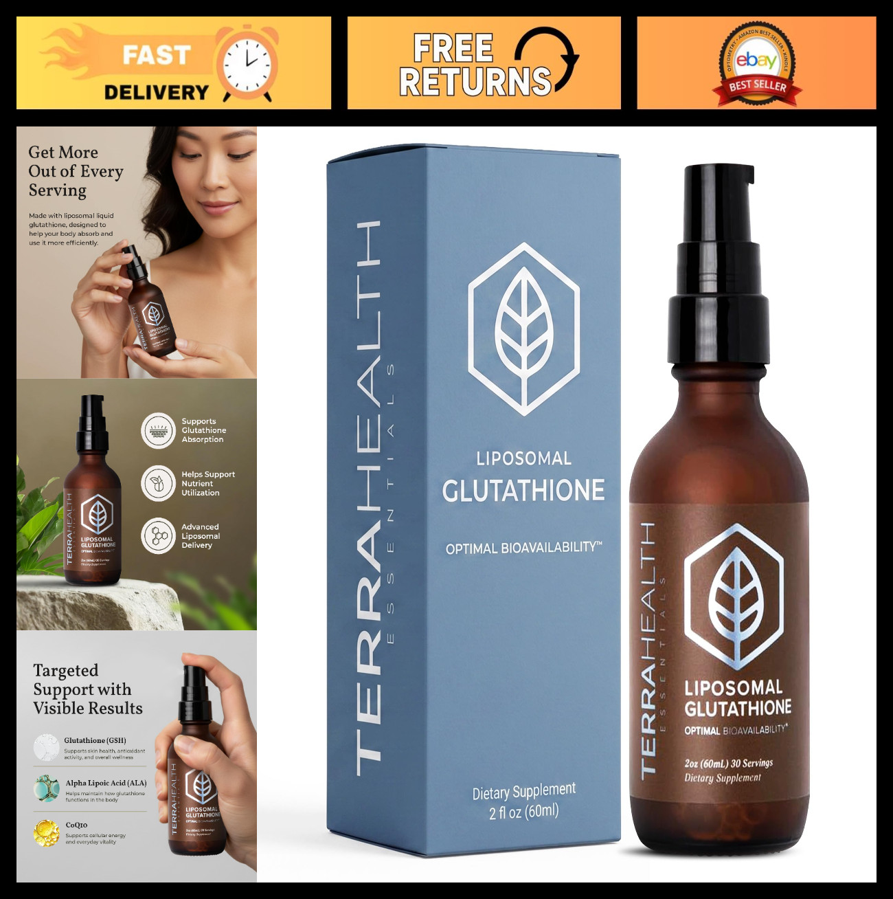 Liposomal Glutathione Supplements – Boost Immunity, Skin & Hair Health – 30 Day