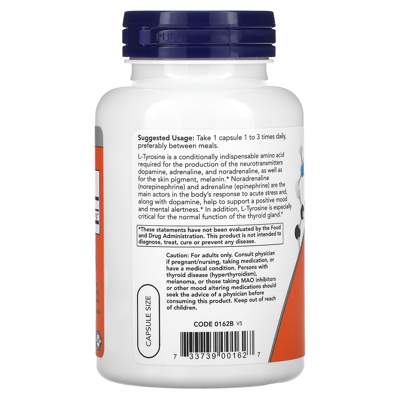 Now Foods L-Tyrosine 500 mg 120 Capsules GMP Quality Assured