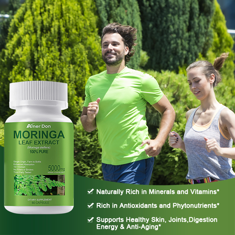 60 Capsules Moringa Oleifera Leaf Powder 5000mg – 100% Organic Herbal Extract