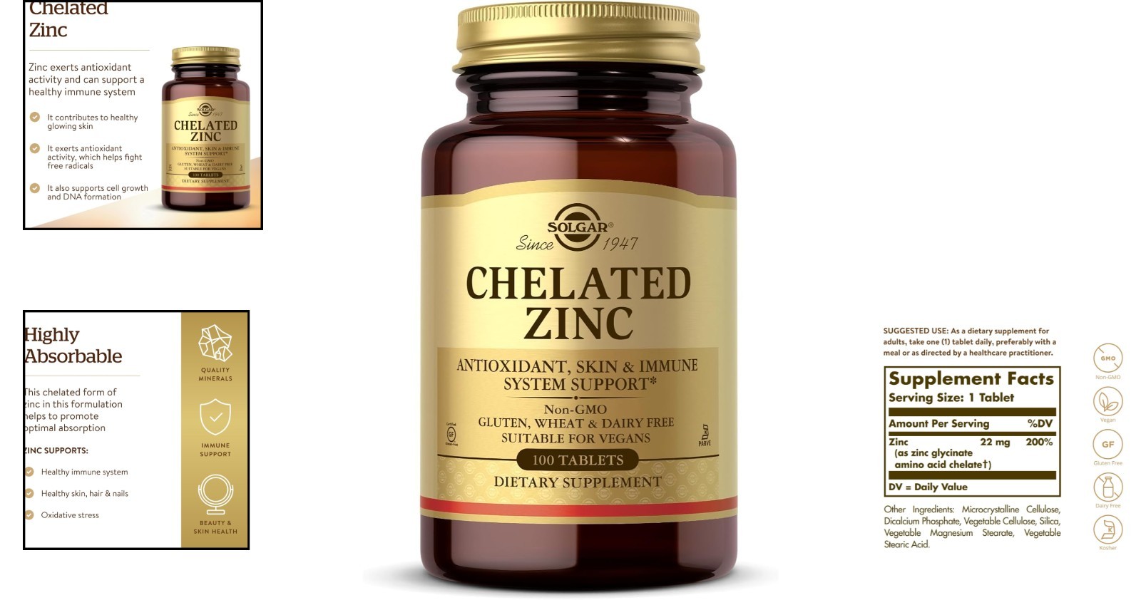 Chelated Zinc – 100 Tablets for Immune & Skin Health