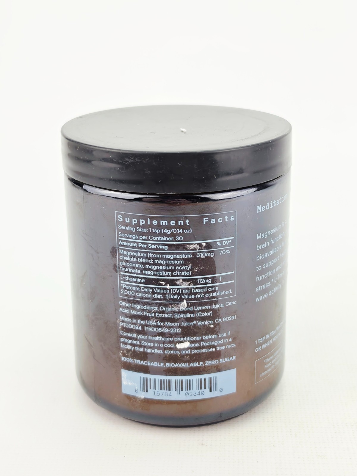 Moon Juice Magnesi Om Supplement Calm Relaxation Regularity 4.2 oz BB1/27