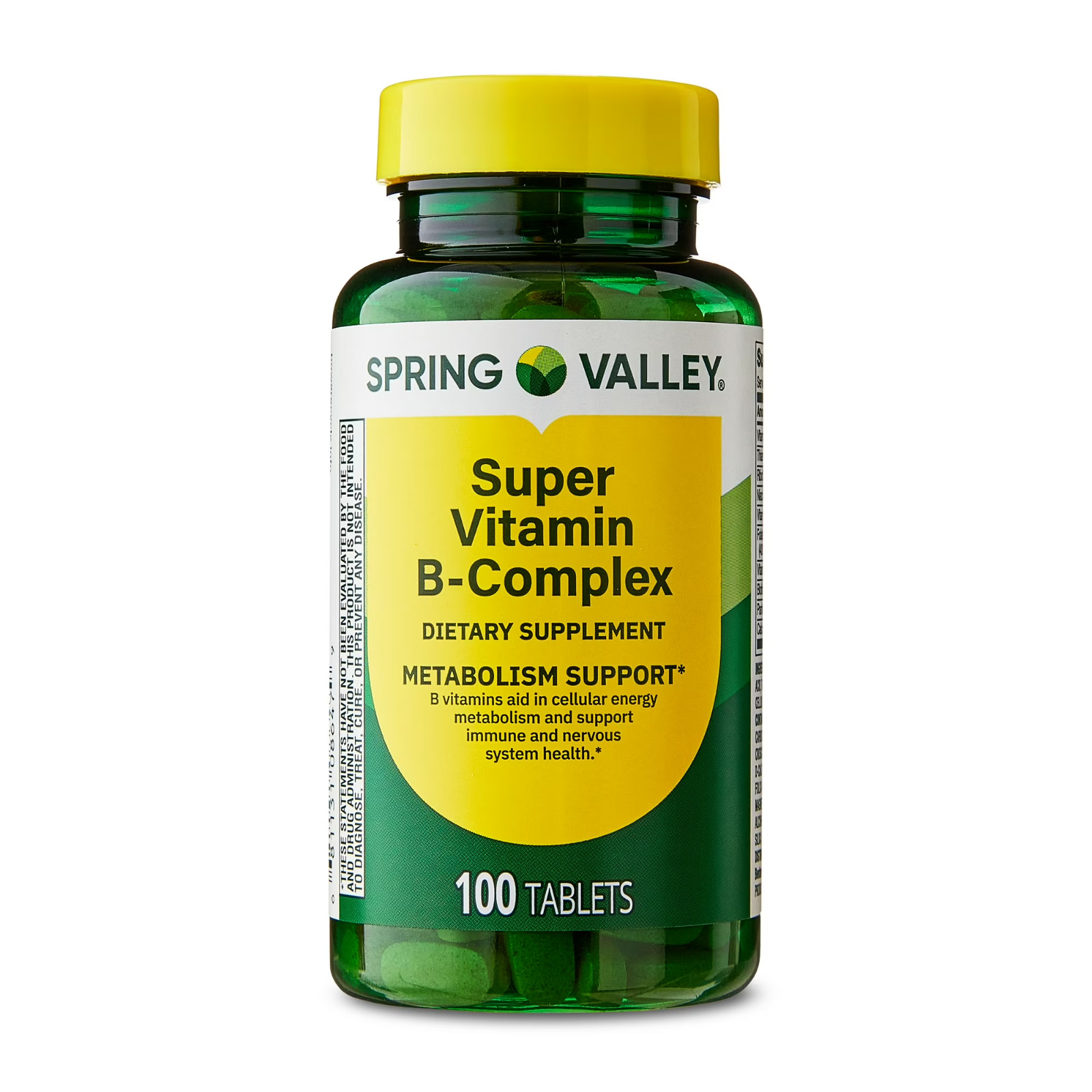 Spring Valley Super Vitamin B-Complex Tablets Dietary Supplement, 100 Count