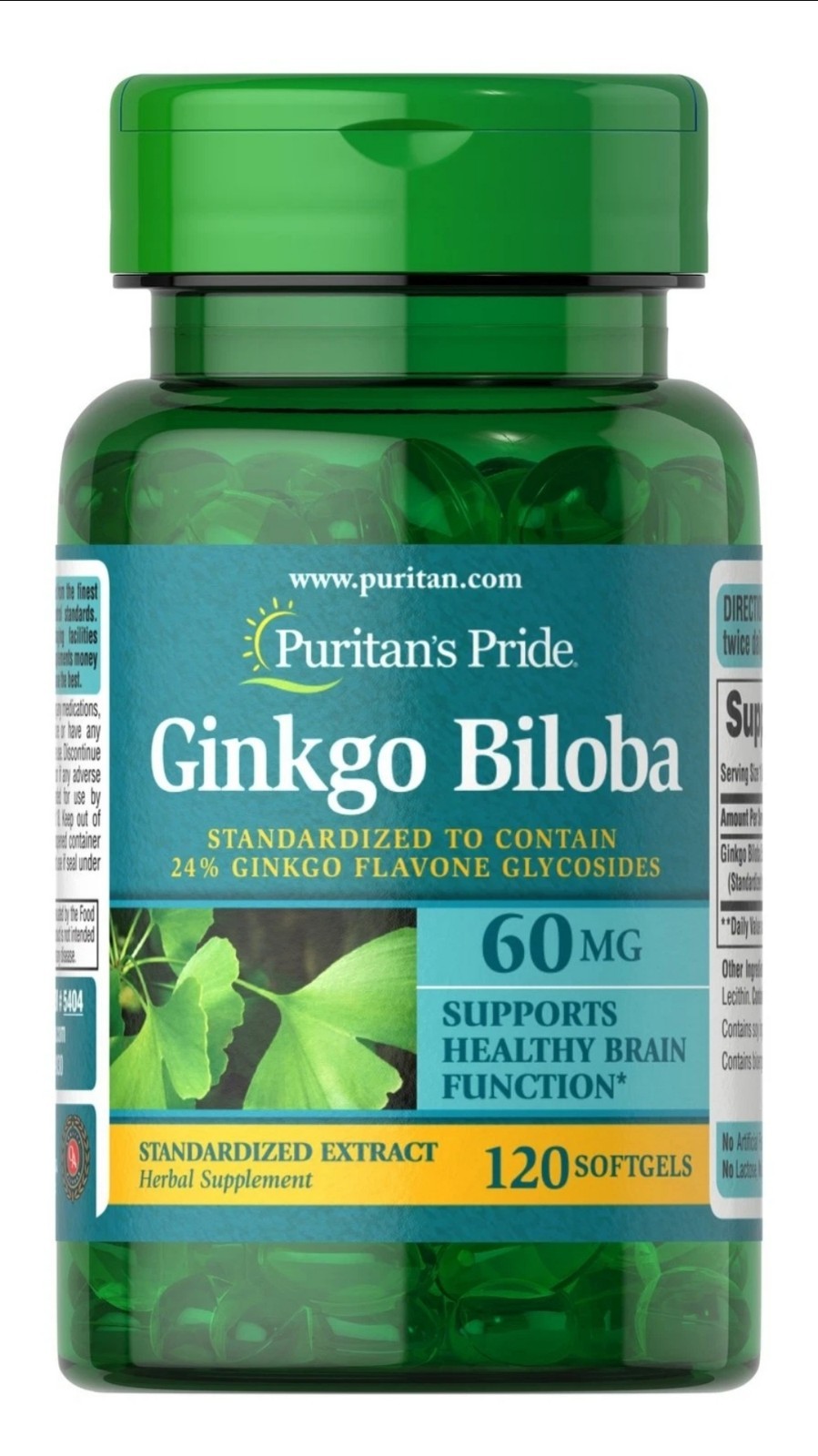 Puritan’s Pride Ginkgo Biloba Standardized Extract 60 mg – 120 Softgels