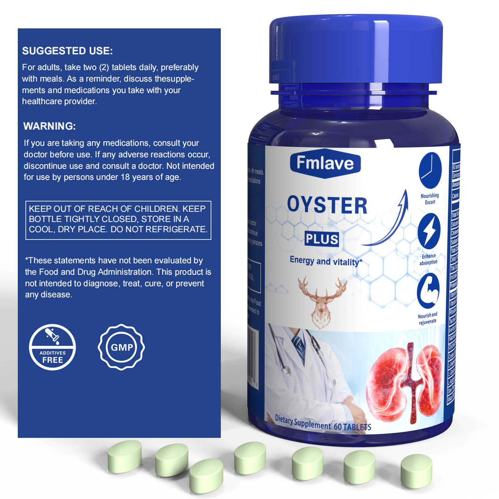 Men’s Vitality Supplement 60 Tablets Oyster Extract Mens Energy & Immune Support