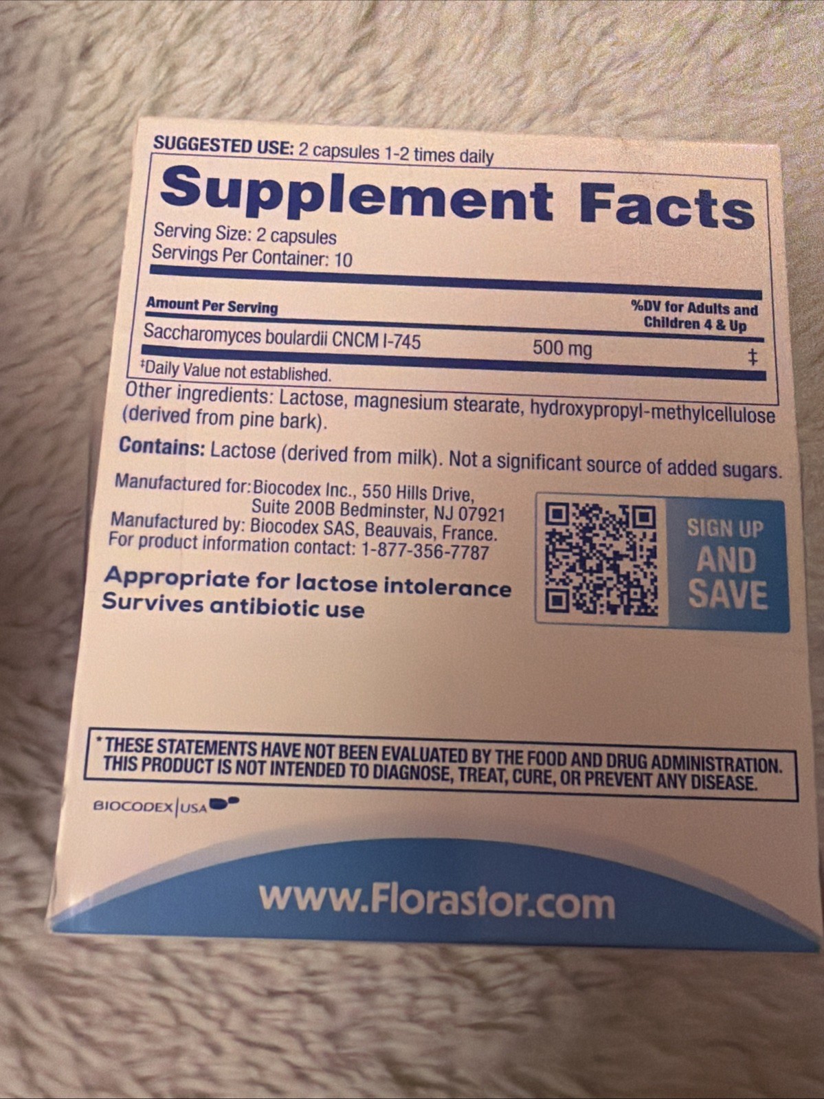 Florastor Dual Action Probiotic Supplement ~ 20 Capsules ~ Exp 10/2026+