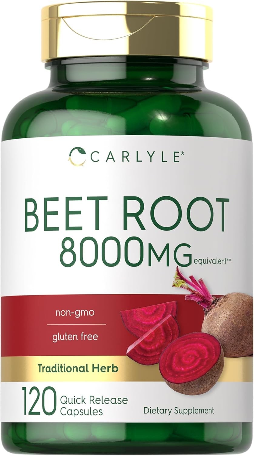 USDA Organic Extra Strength Beet Root 20:1 Extract 8000 mg Strength 120 Capsules