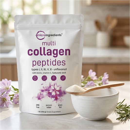 Micro Ingredients Multi Collagen Peptides Powder 16oz – Type I II III V X Unflav