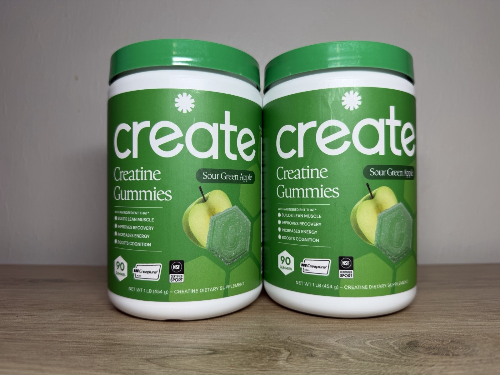 Create Creatine Gummies Sour Green Apple 180 Ct Creapure NSF Certified Sport