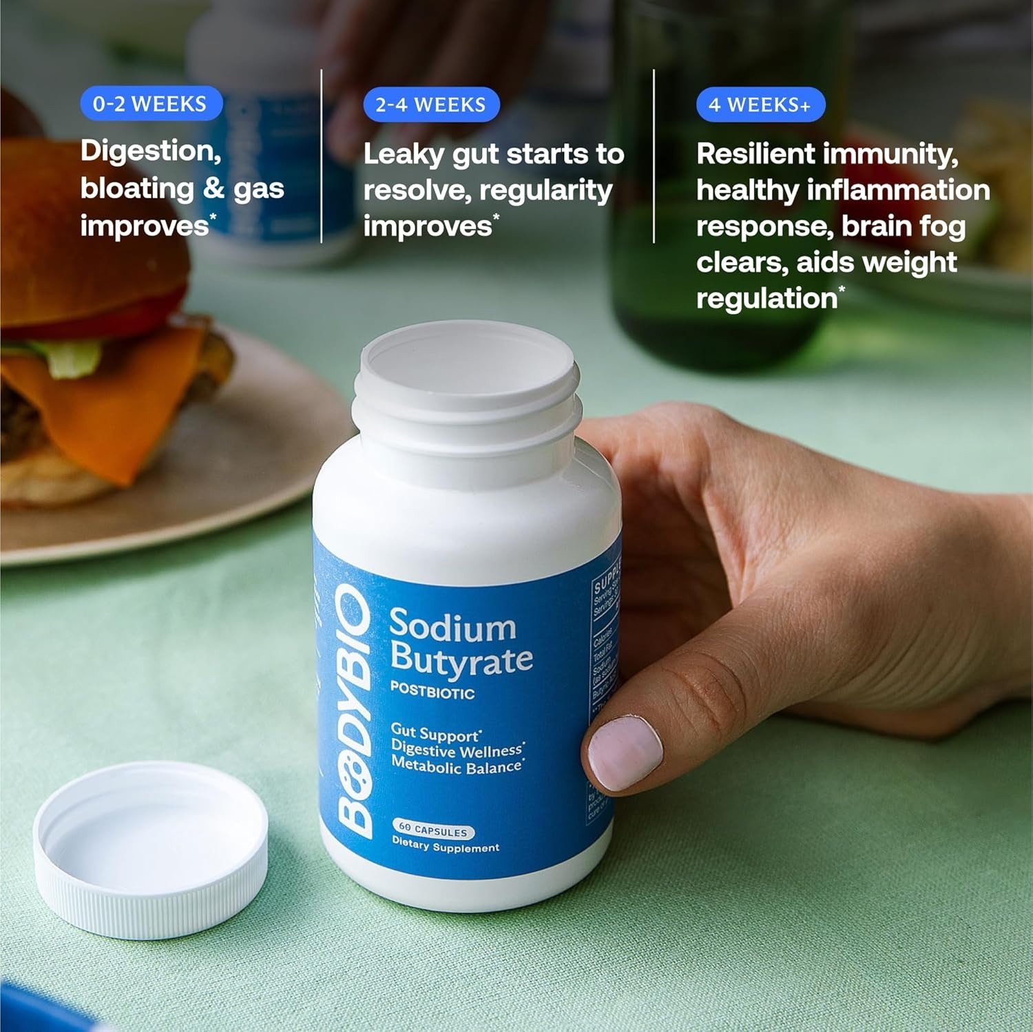 Butyrate Sodium Postbiotic – 100 Count Capsules for Gut & Digestive Health