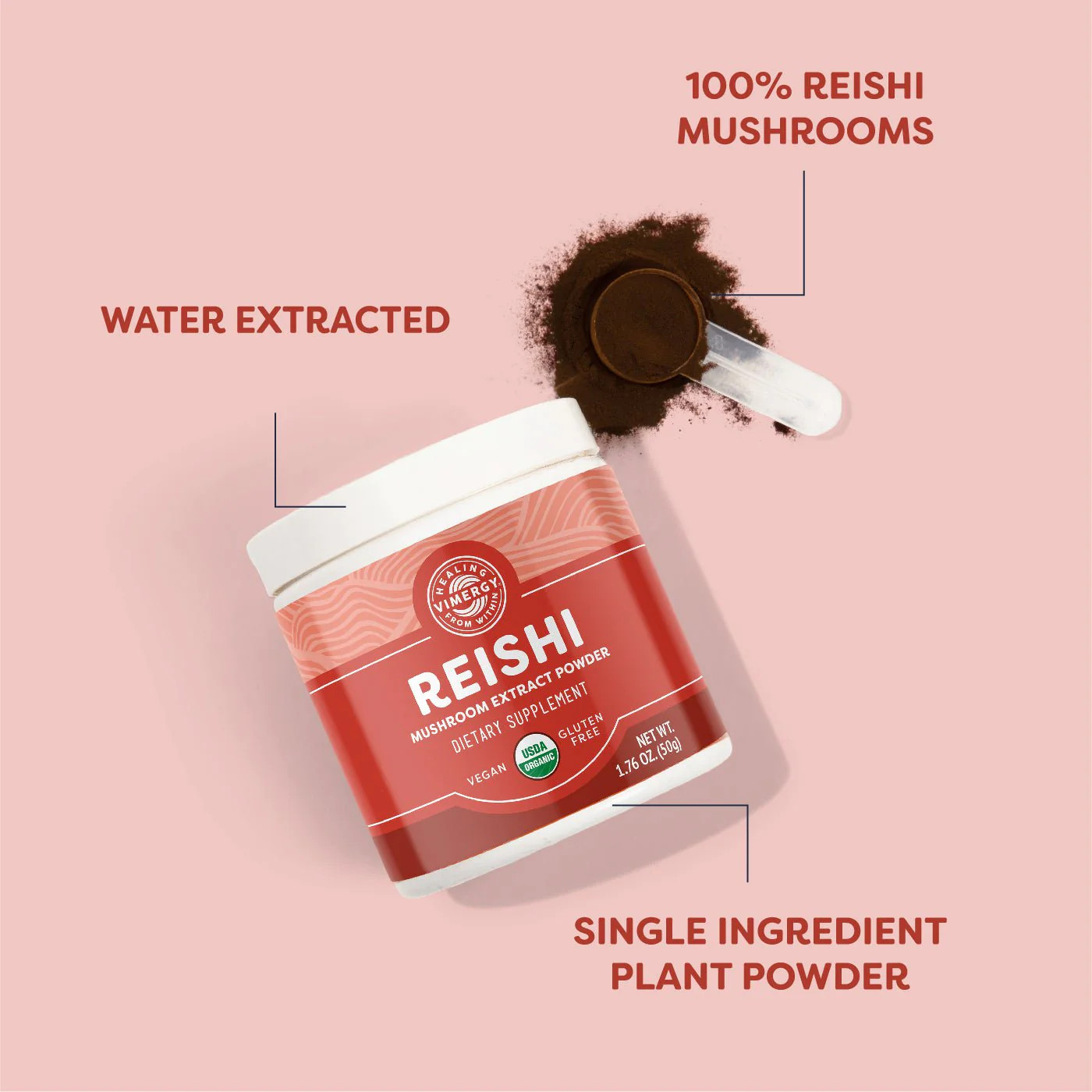 Vimergy USDA Organic Reishi Mushroom Extract Powder, 33 Servings