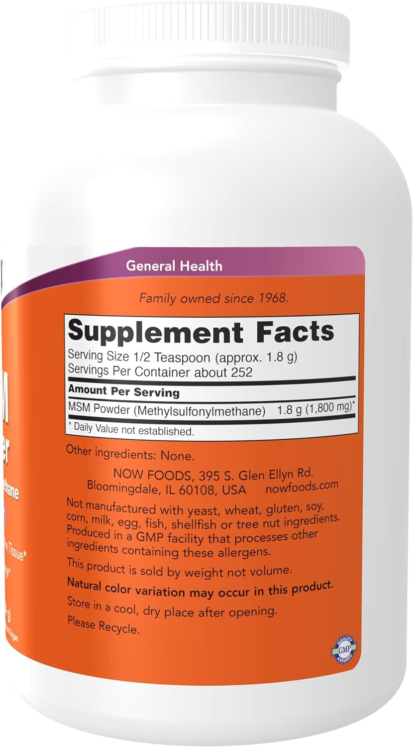NOW Foods MSM (Methylsulfonylmethane) Powder, Healthy Cartilage, Joint Health