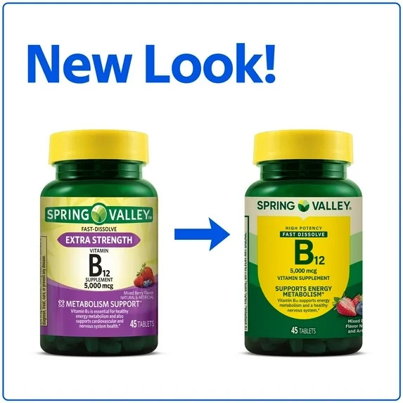 Spring Valley Fast Dissolve Extra Strength Vitamin B12 Dietary Supplement- 5-000
