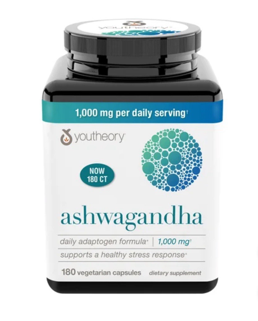 youtheory Ashwagandha 1000 mg, 180 Vegetarian Capsules
