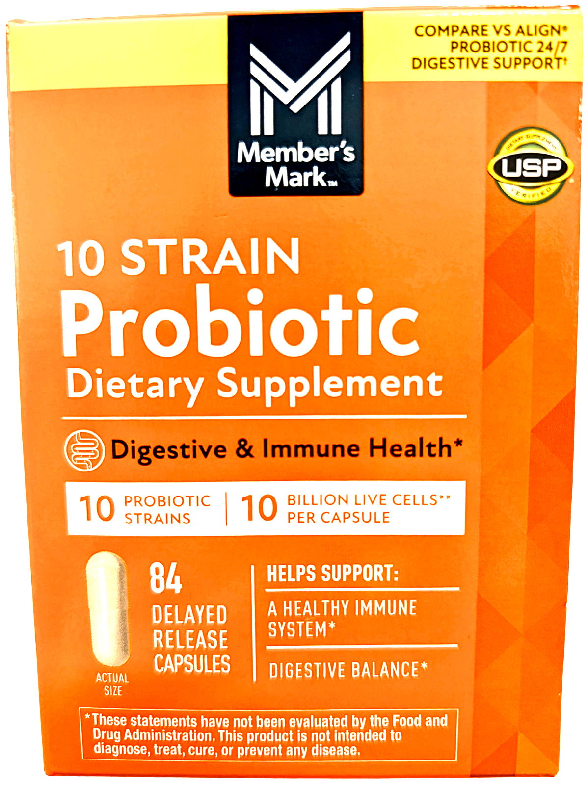 Member’s Mark 10 Strain Probiotic Capsules 84 Count EXP 05/2027