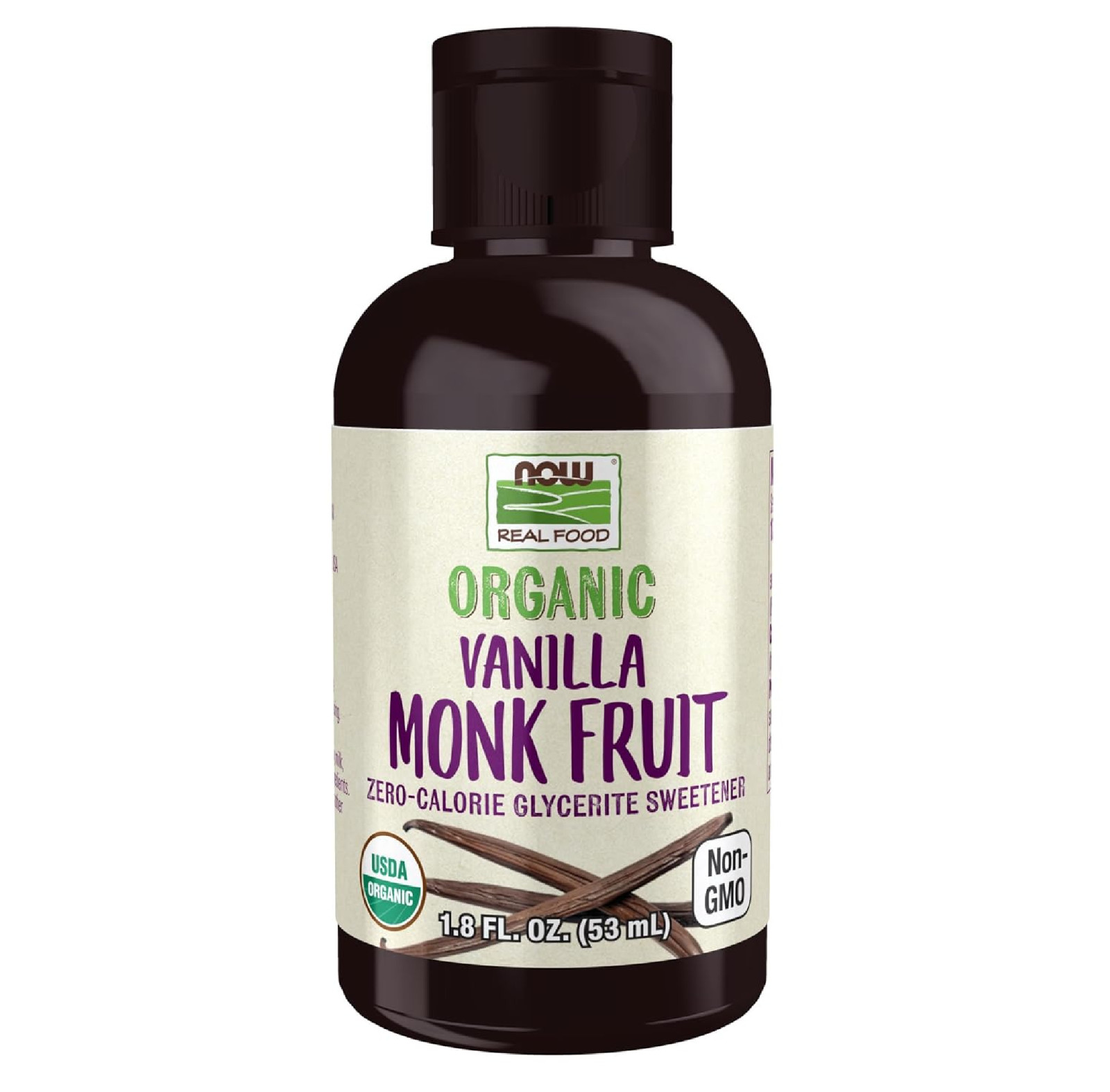 Now Foods – Organic Vanilla Monk Fruit, Zero-Calorie Liquid Sweetener, 1.8 fl oz