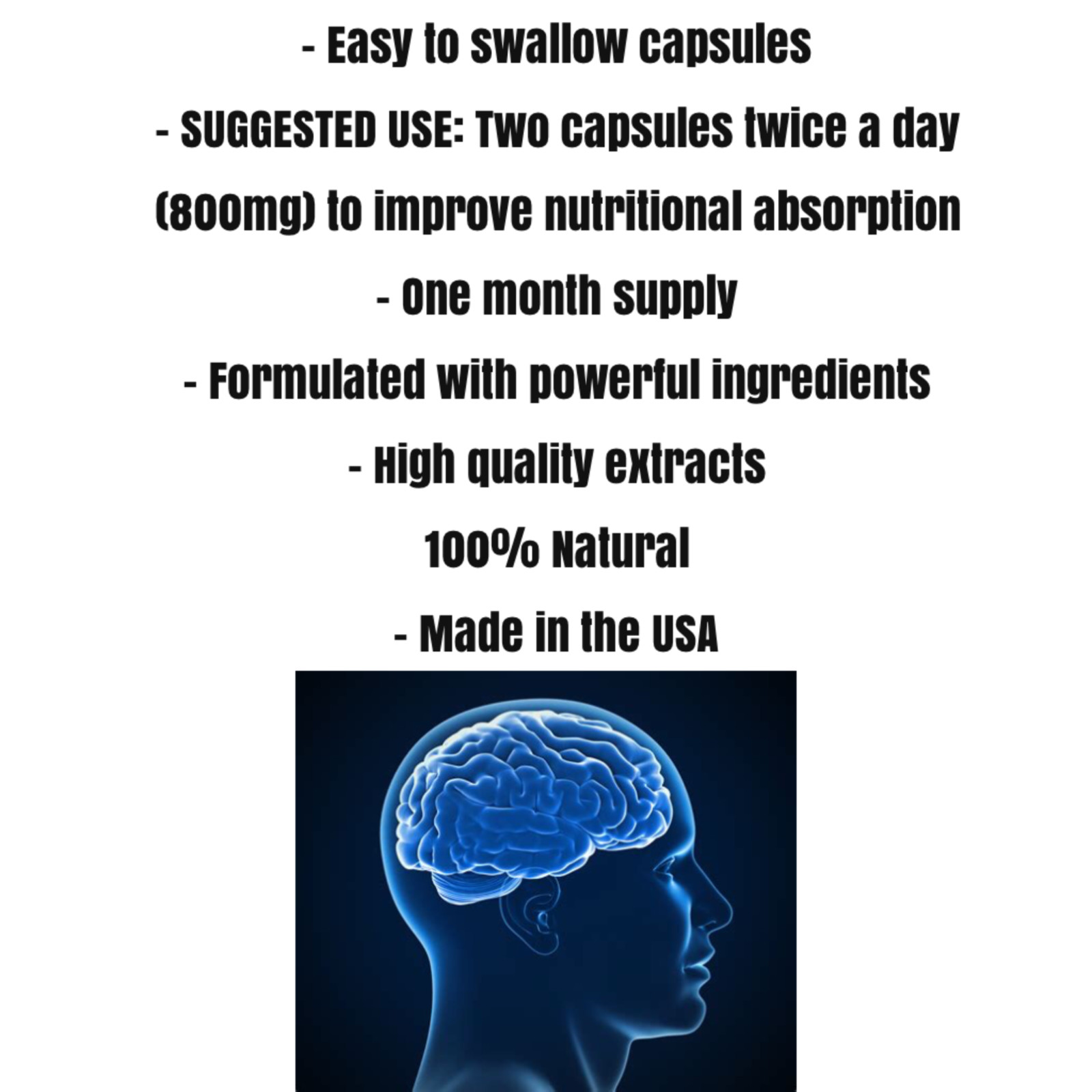 MENTAL CONTROL,120 Capsule Memory Support, Brain Nutrition, Decrease Depression.