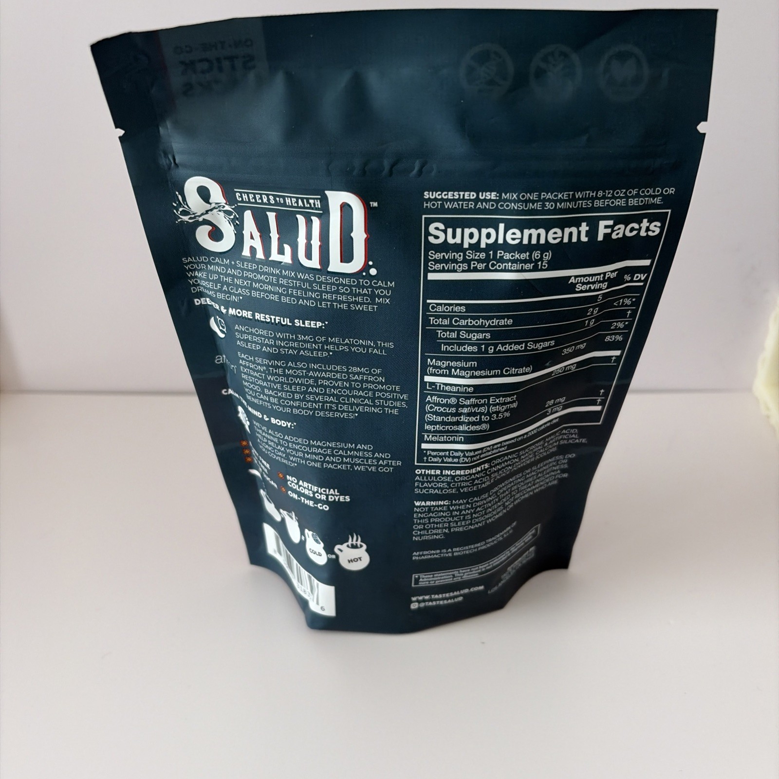 SALUD Calm + Sleep 2-in-1 Drink Mix, Punch Flavor – 15 Stick Packs