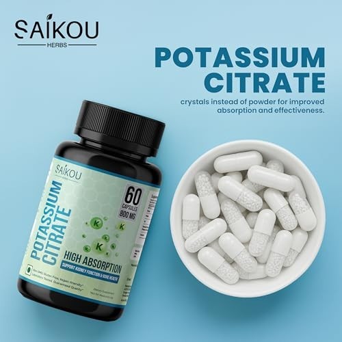 Potassium Citrate 800mg High Absorption Electrolyte Supplement 60 Caps