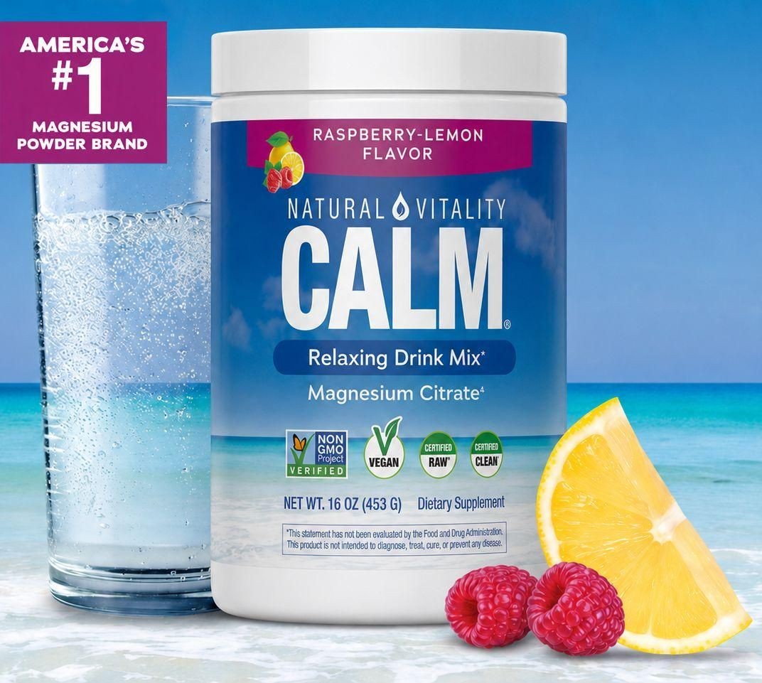 Natural Vitality Calm Magnesium 16oz Powder | Raspberry Lemon Flavored Suppleme