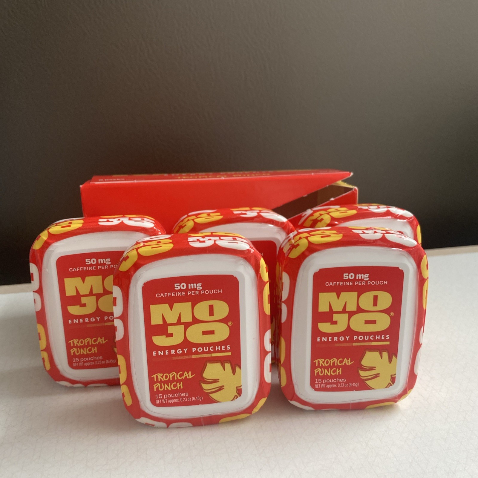 NEW MOJO Energy Boost, Tropical Punch Flavor, 50 mg/Caffeine Pouch, 75 Pouches