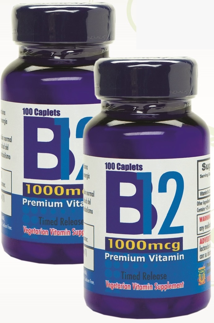 Vitamina B12 de alta potencia, 1000mcg, set de 2 frascos con 100 tabletas c/u.