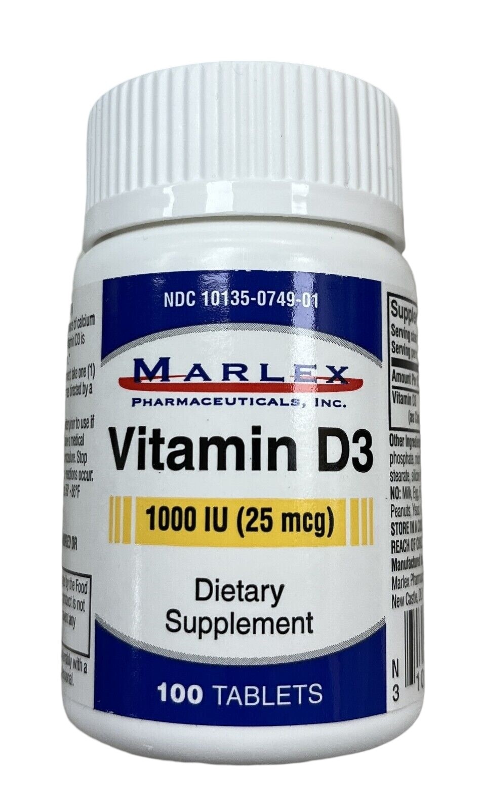Marlex Vitamin D3 1000 IU (25mcg) 100 tablets ^