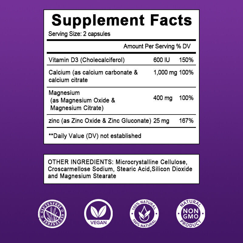 Calcium Magnesium Zinc with Vitamin D3 Strong For Bone Health Muscle Improvement