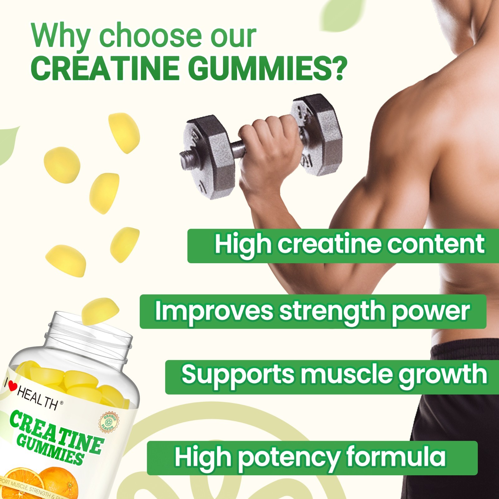 Creatine Monohydrate Gummies 1500mg for Men & Women, Easy-to-Take 240 ct