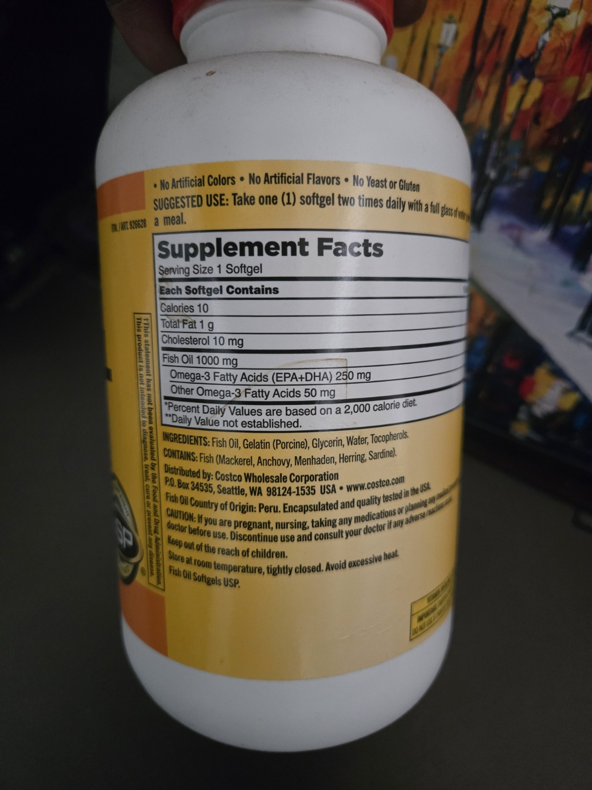 Kirkland Signature Fish Oil Softgels, 1000mg, 400ct 300mg Omega-3