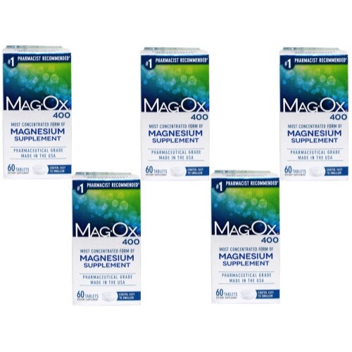 5 Pack Magox 400 Magnesium Oxide Dietary Supplement 60 Tablets Each