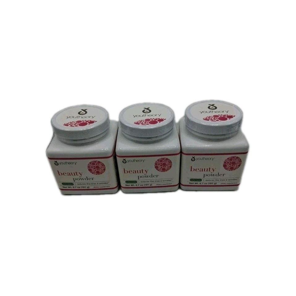 3x Youtheory Beauty Powder Watermelon 6.7 Oz. Ea. Exp:04/2026 (Lot Of 3)