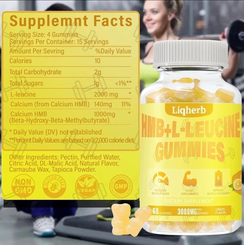 Two Bottles (120) Liqherb Supplements 3000mg HMB L-Leucine Gummies |EXP 11/26|