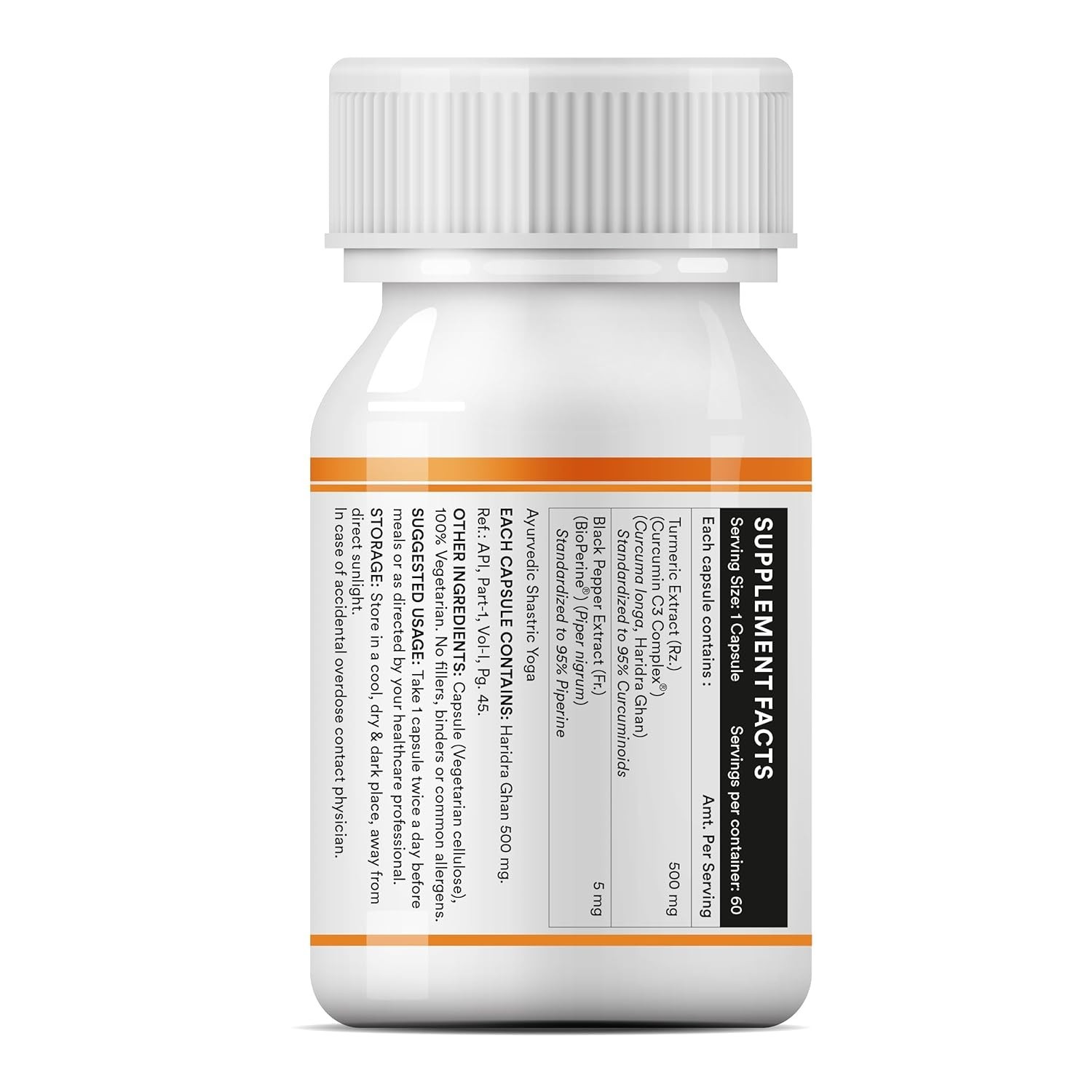 Curcumin C3 Complex (95% Curcuminoids) 500 mg Turmeric with BioPerine (Piperine)