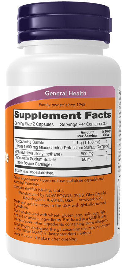 NOW Foods Glucosamine & MSM Veg 180 Capsules 5/26EXP For Joints Joint Support